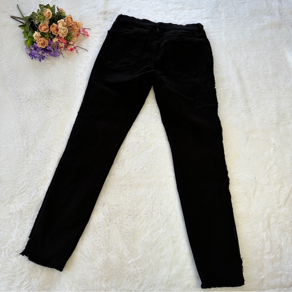 Frame Le High Skinny Black Raw Hem in Film Noir Size 28 - Picture 10 of 10